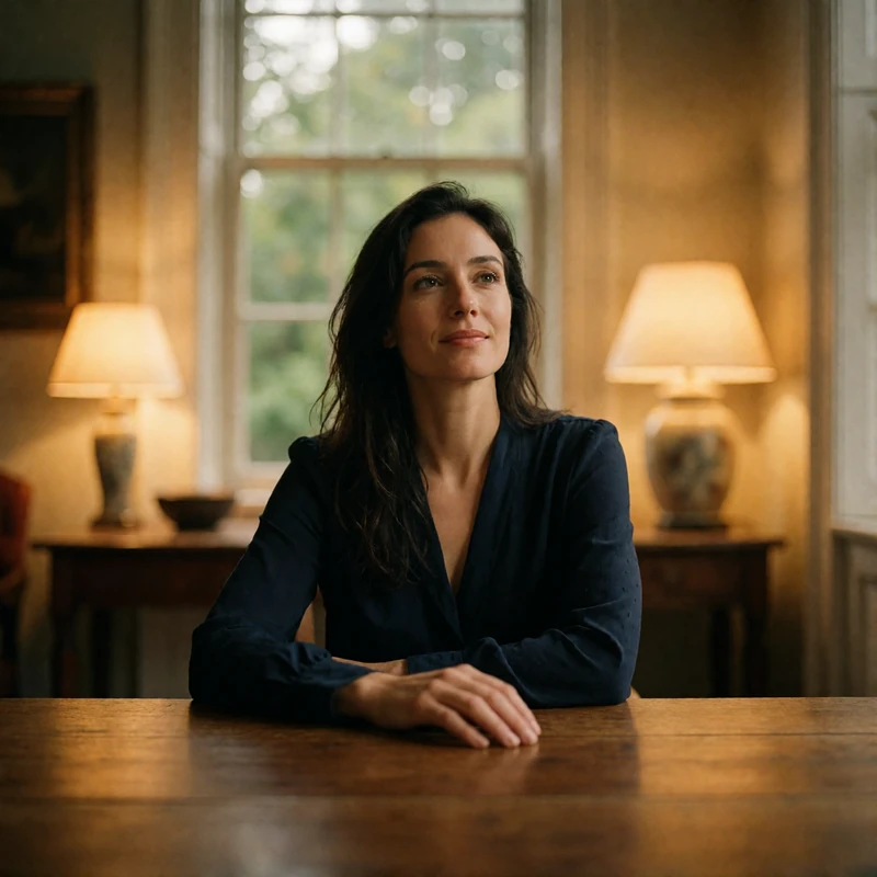 Verified Belarusian dating member with dark hair seated at a reading table near a window